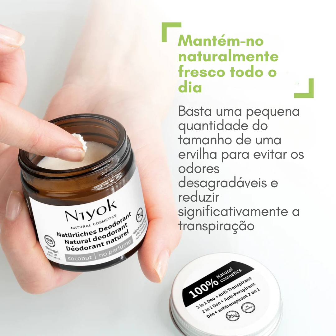 Desodorizante natural Sem Perfume da Niyok. Sem Alumínio. Frasco de vidro