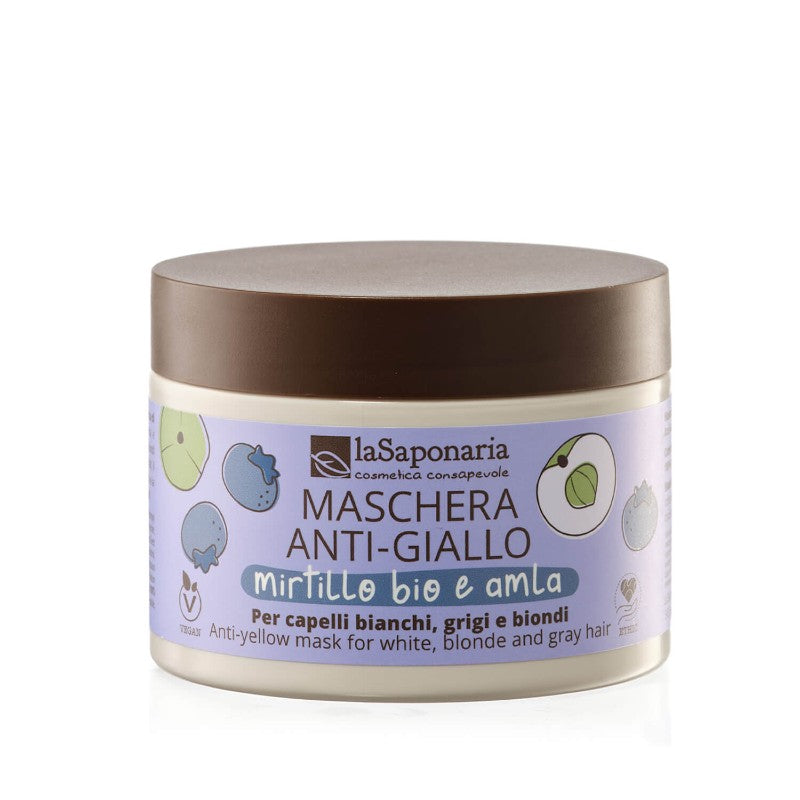 Anti-yellow mask for white, gray and blond hair - blueberry and amla