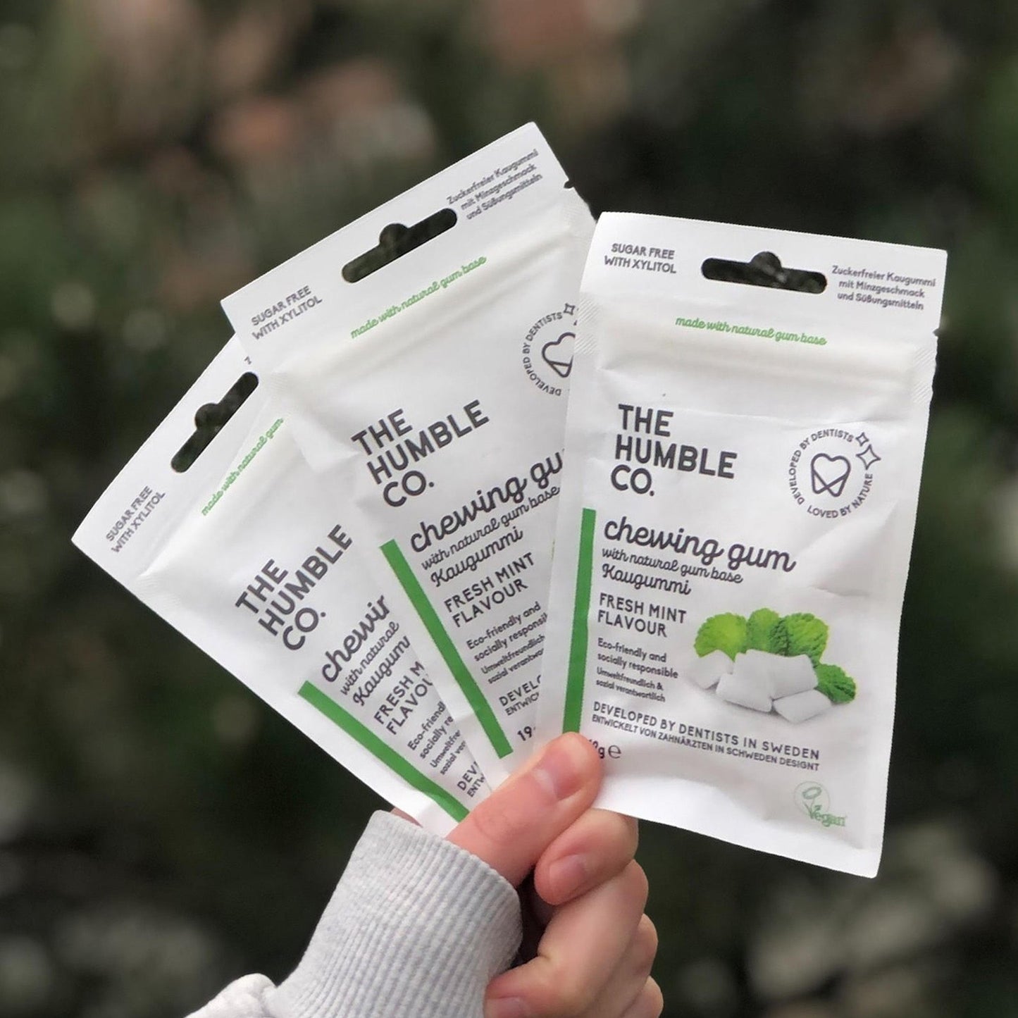 Pastilhas elásticas naturais sem açúcar sabor menta - The Humble Co.