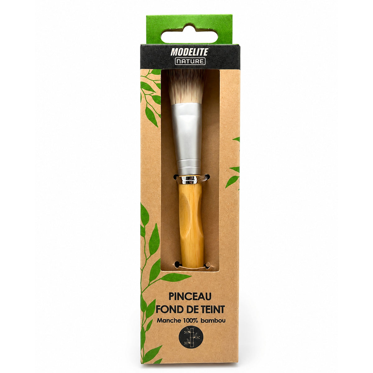 Pincel em bambu com cerdas de nylon para aplicação de base de maquilhagem ou cremes da Modelite Nature (Born to Bio)