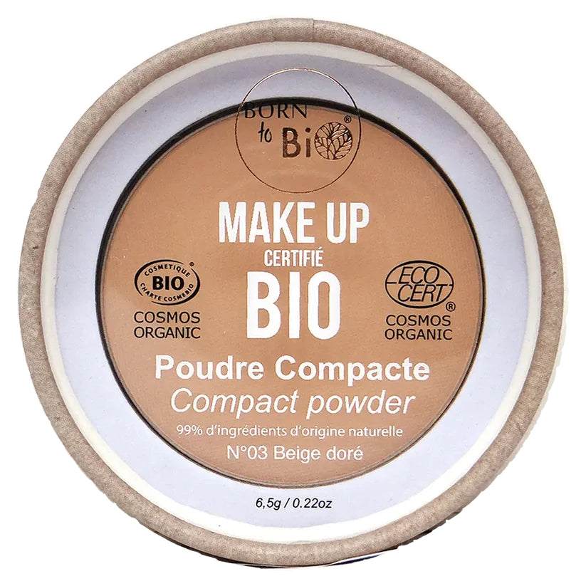 Pó Compacto Biológico da Born to Bio #3 Bege Dourado 6.5g