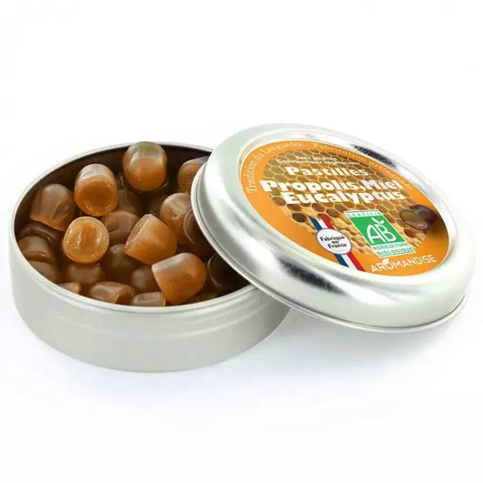 Pastilhas Biológicas de Própolis, Mel e Eucalipto - Aromandise