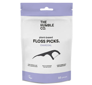 Aplicador de fio dentário infundido em carvão com sabor a menta da The Humble Co