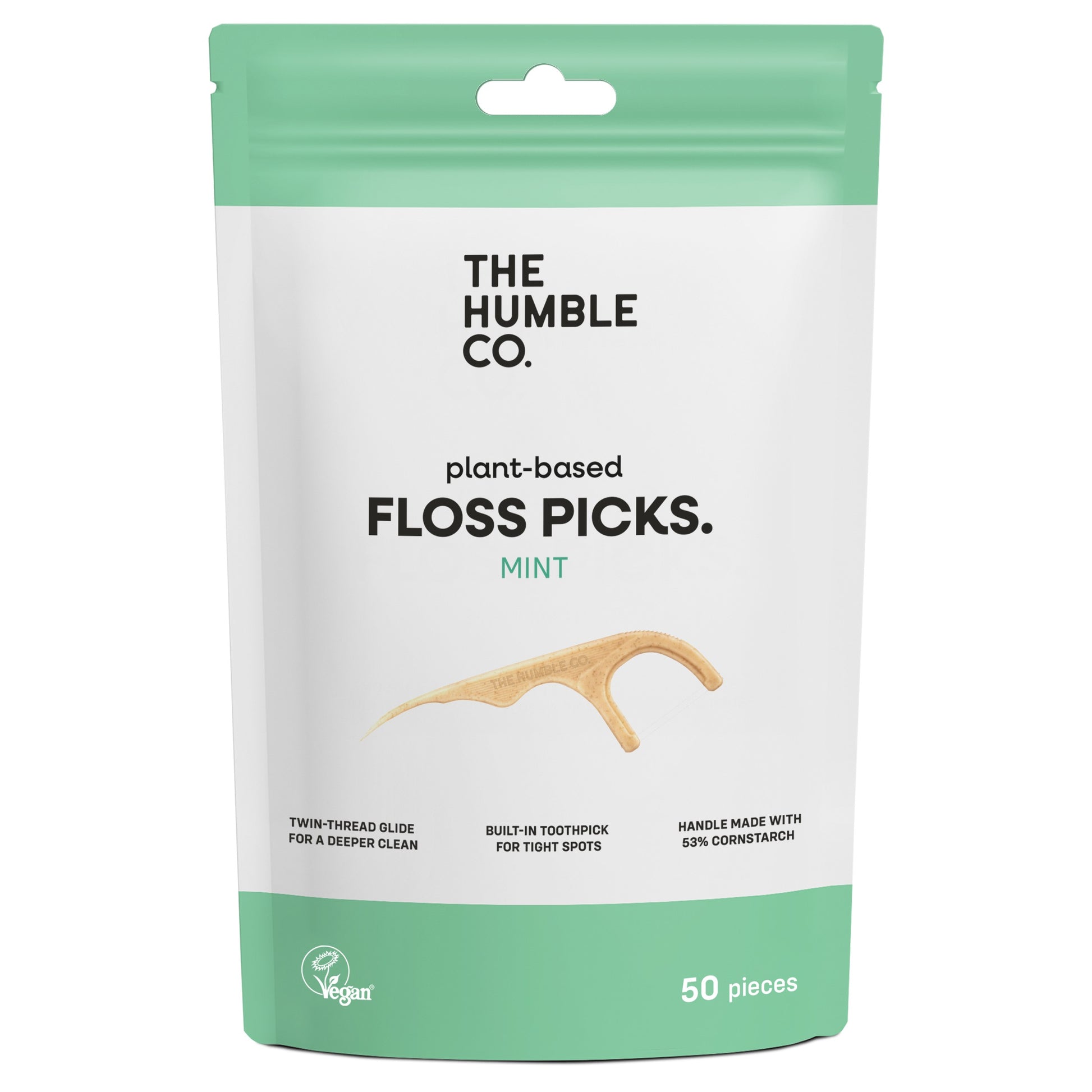 Aplicador de fio dentário com fio duplo Menta The Humble Co