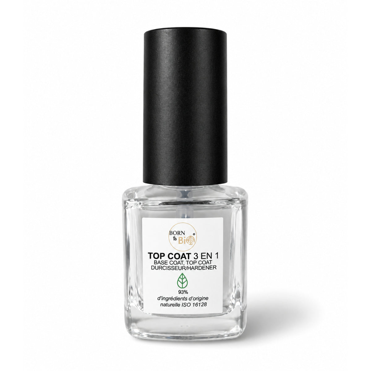 Top Coat 3 em 1 para unhas da Born to bio 7 ml. 93% de ingredientes naturais
