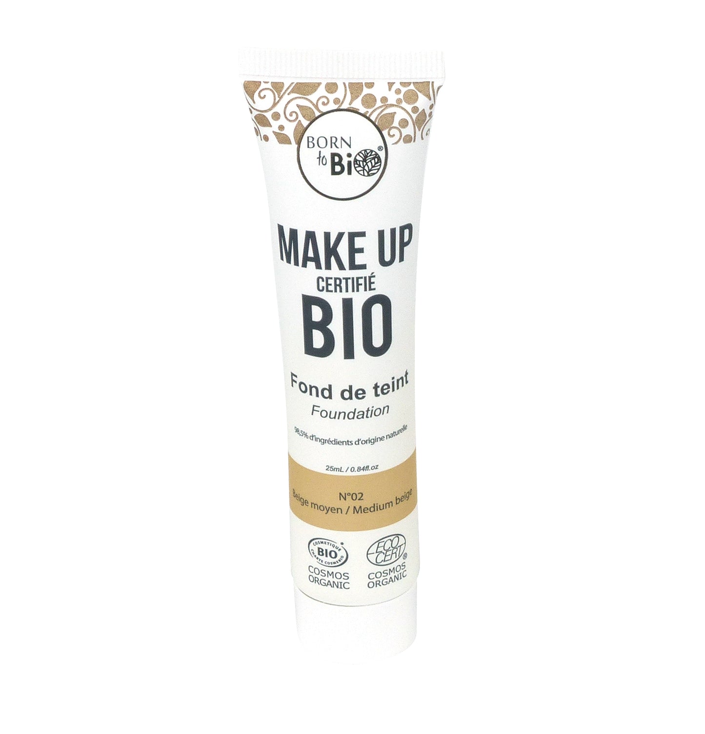 Base de Maquilhagem Biológica da Born to Bio #2 Bege Médio 25 ml