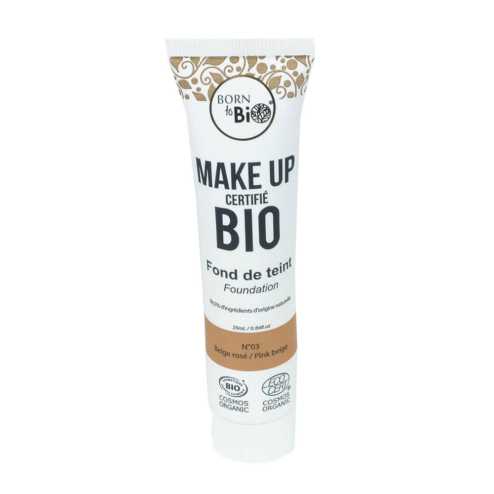 Base de Maquilhagem Biológica da Born to Bio #3 Bege Rosado 25 ml