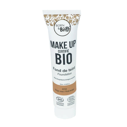 Base de Maquilhagem Biológica da Born to Bio #3 Bege Rosado 25 ml