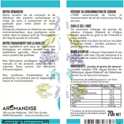 Substituto de sal - Ciao le Sel Iodado biológico da Aromandise - verso da embalagem