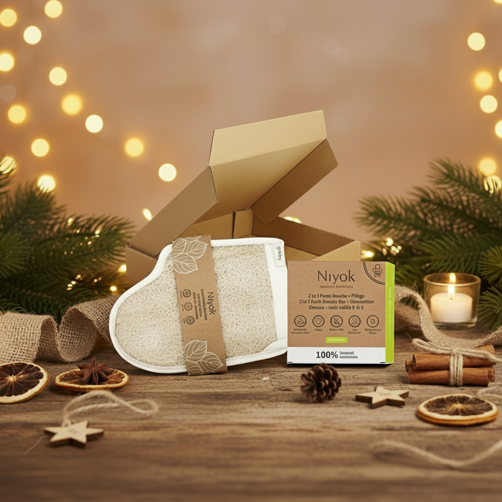 Conjunto de banho com luva e sabonete hidratante da Niyok