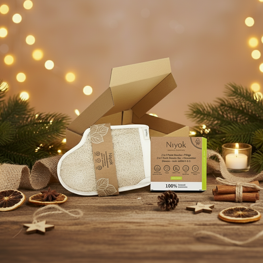 Conjunto de banho com luva e sabonete hidratante da Niyok