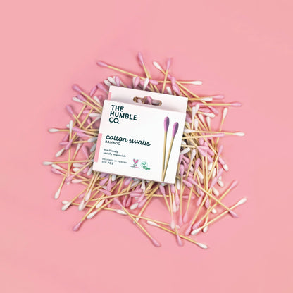 Cotonete bambu e algodão biológico rosa da The Humble Co.