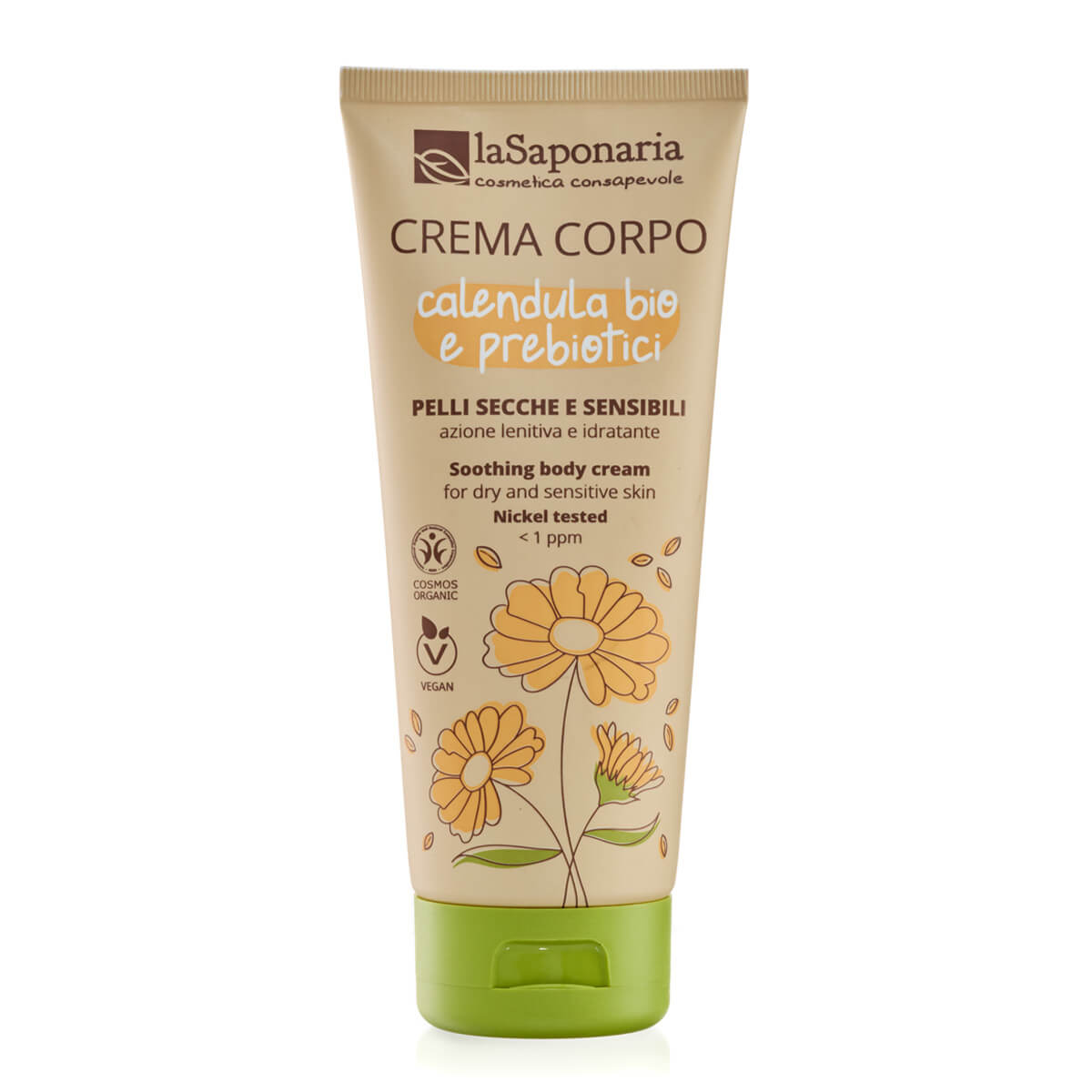 Creme Corporal para Peles Secas e sensíveis - Calêndula Bio e Prebióticos La Saponaria