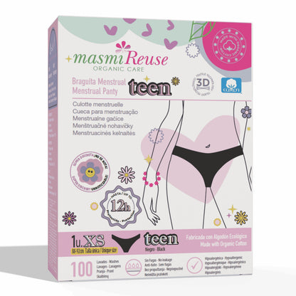 Cueca menstrual TEEN (Modern) - Algodão Biológico - XS