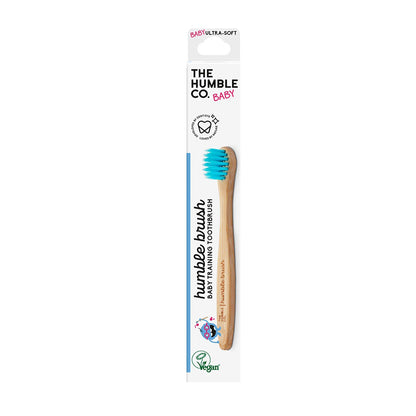 Escova de dentes para bebé em bambu com cerdas azuis ultra suaves - The Humble Co