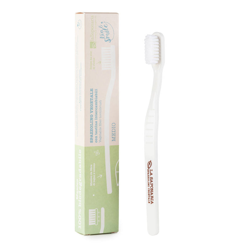 Escova de dentes de fibra vegetal e cabeça substituível (Média)