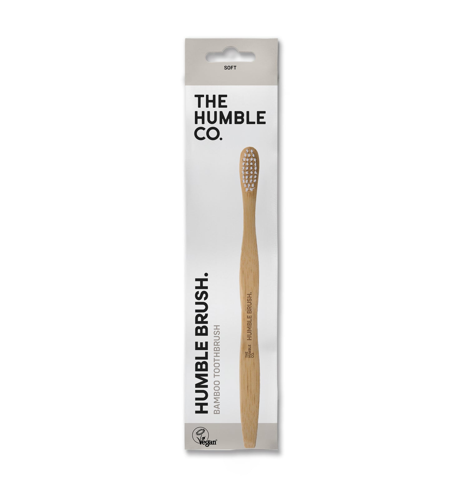 Escova de dentes de bambu com cabo plano e cerdas suaves Brancas da The Humble Co