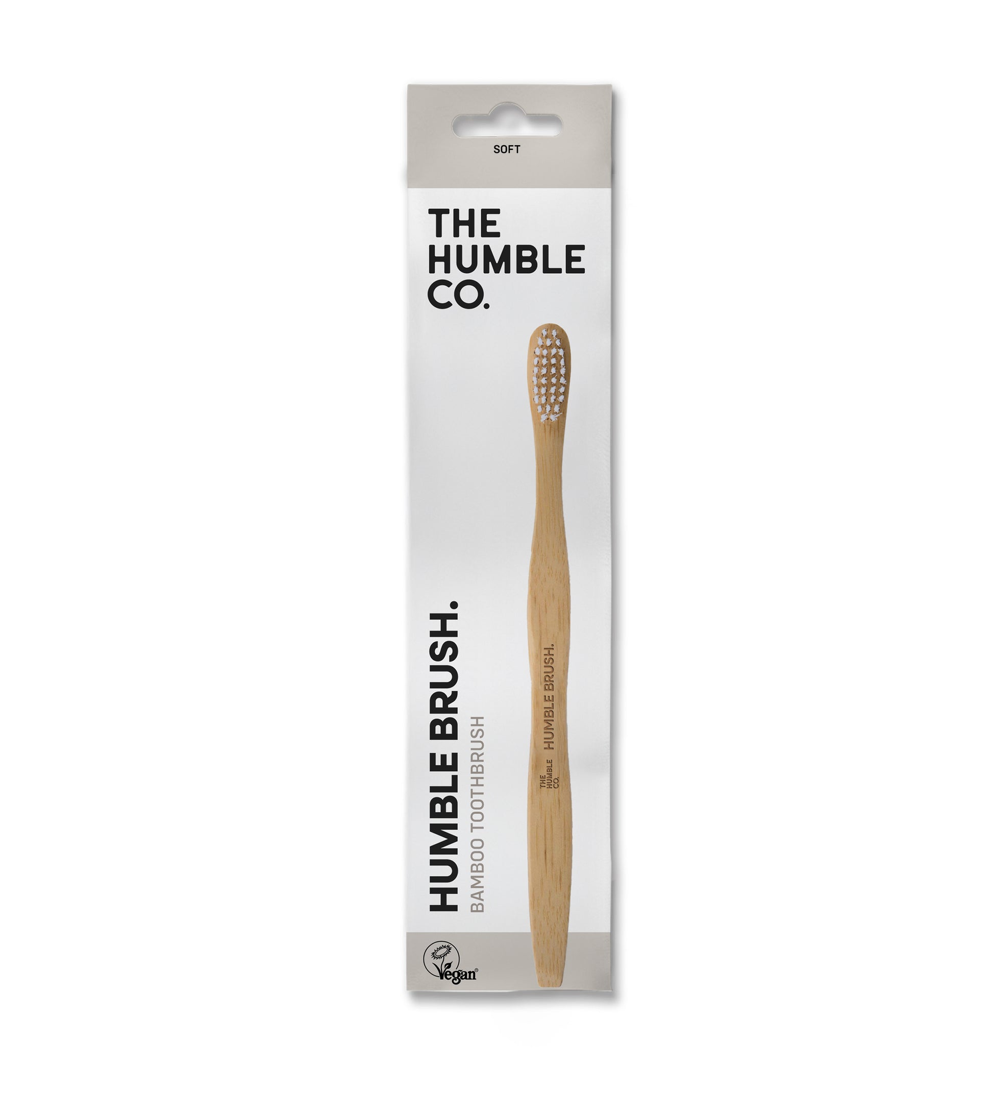 Escova de dentes de bambu com cabo plano e cerdas suaves Brancas da The Humble Co