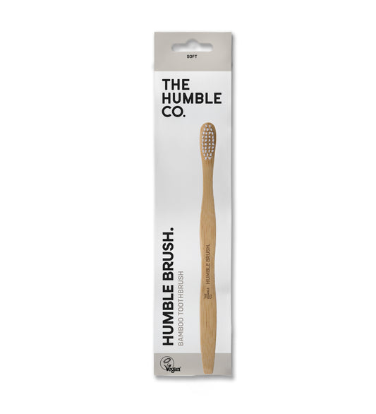 Escova de dentes de bambu com cabo plano e cerdas suaves Brancas da The Humble Co