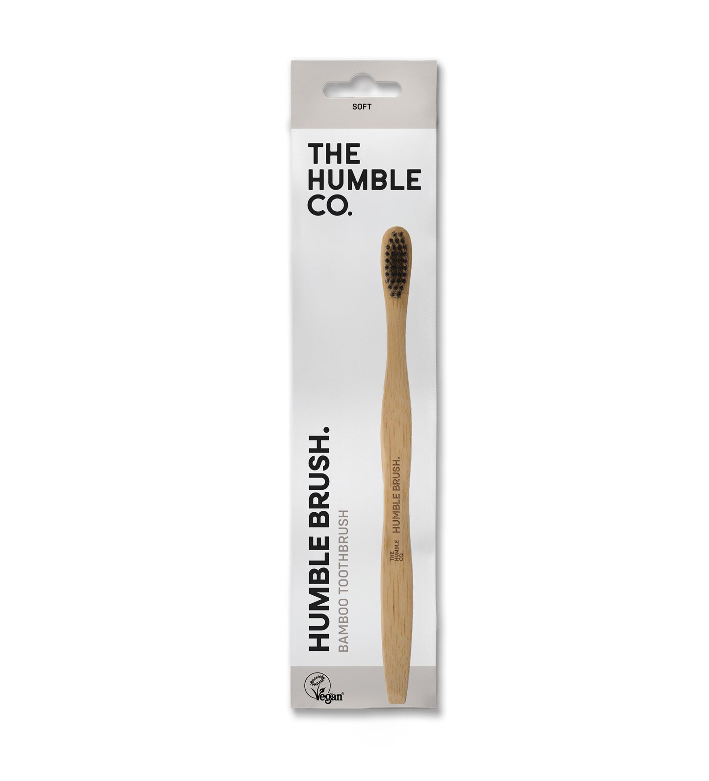Escova de dentes de bambu com cabo plano e cerdas suaves Pretas da The Humble Co