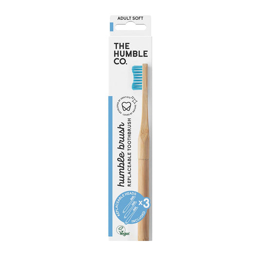 Escova de Dentes Bambu Adulto com Cabeça Substituível - Suave - Azul