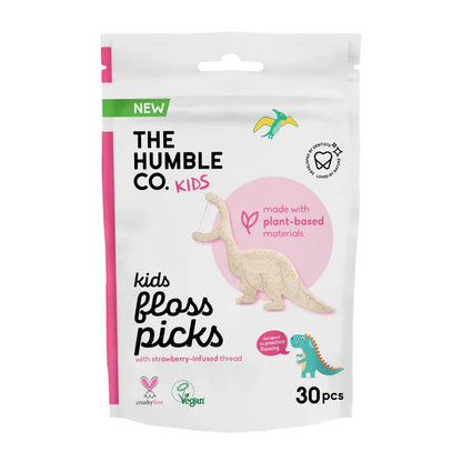 Aplicador de fio dentário com formato de dinossauro para crianças da The Humble Co.