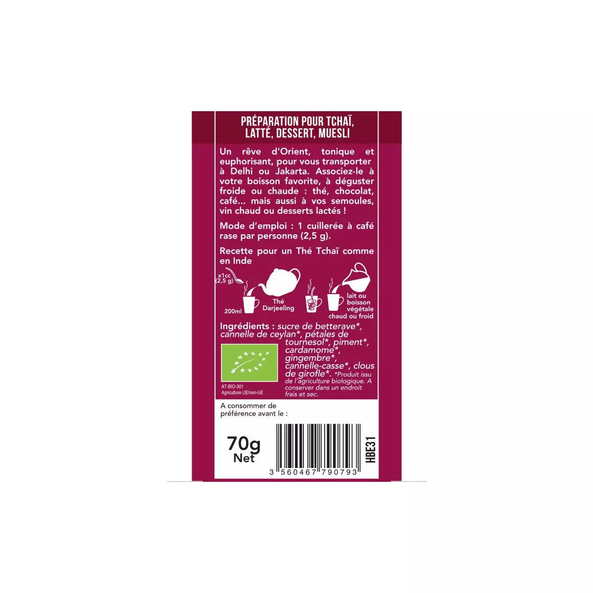 Latte Chai Biológico da Aromandise