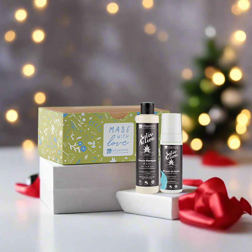 Gift box with organic cosmetic products for men