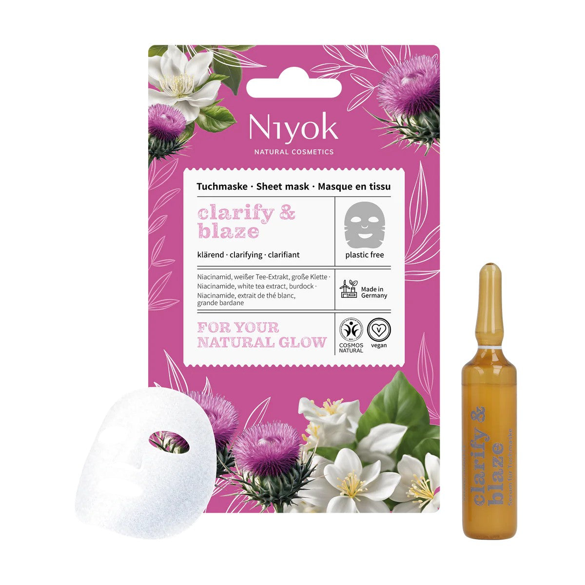 Máscara Facial de Tecido Purifica & Ilumina da Niyok