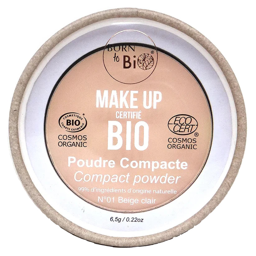 Pó Compacto Biológico da Born to Bio #1 Bege Claro 6.5g