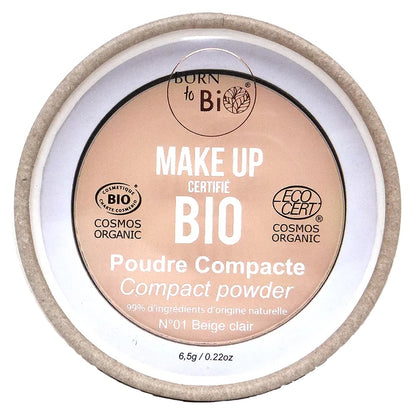 Pó Compacto Biológico da Born to Bio #1 Bege Claro 6.5g