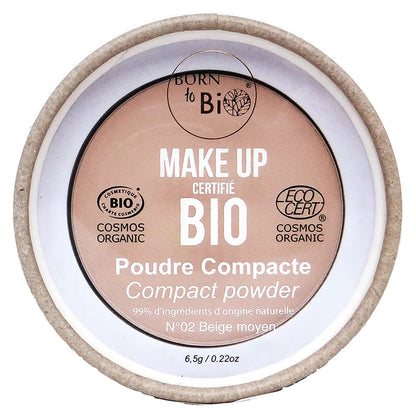 Pó Compacto Biológico da Born to Bio #2 Bege Médio 6.5g