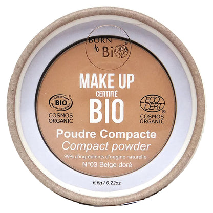 Pó Compacto Biológico da Born to Bio #3 Bege Dourado 6.5g