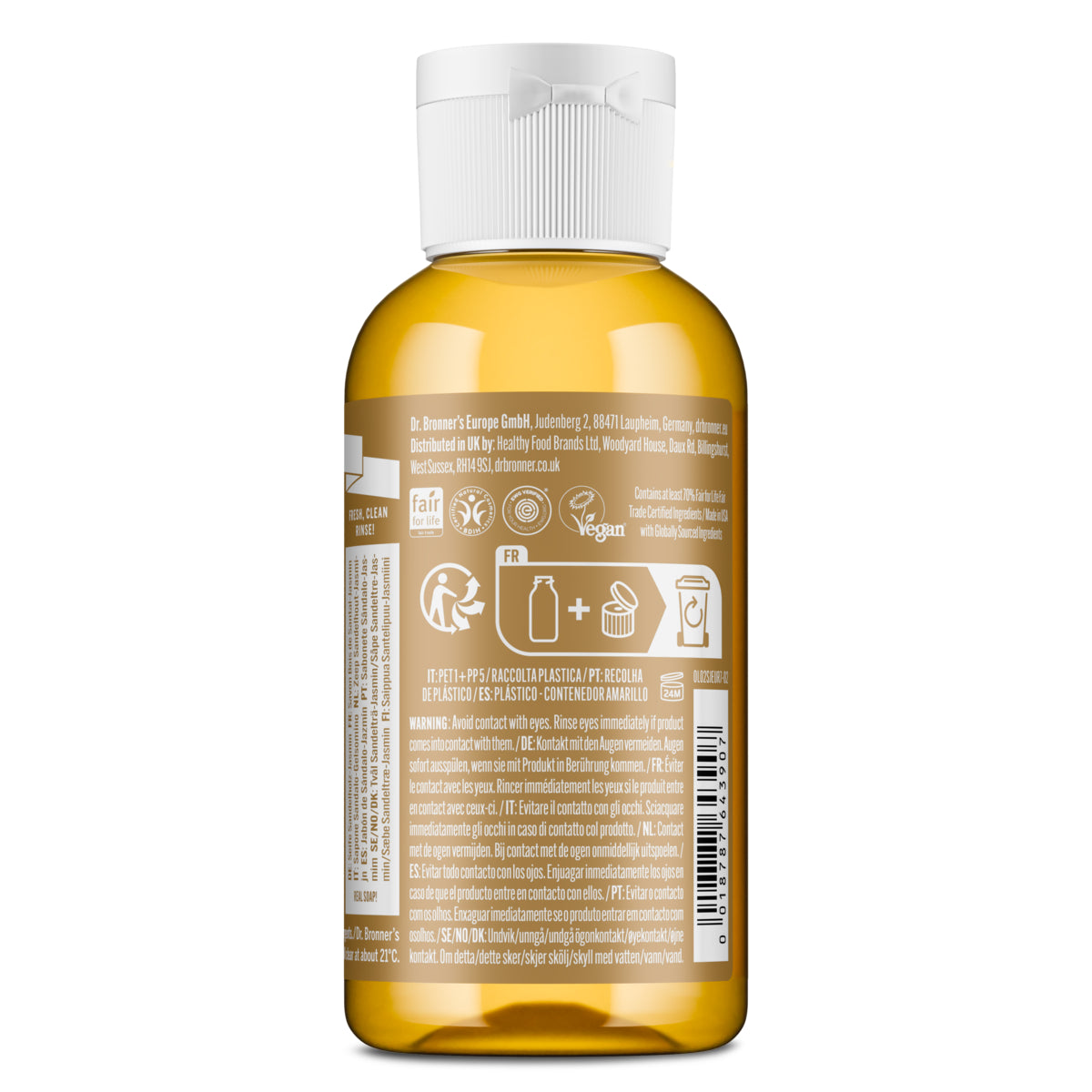 Sabonete Líquido Biológico Jasmim Sândalo 60 ml - vista lateral