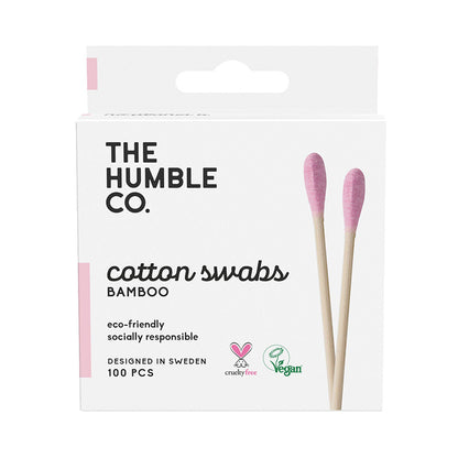 Cotonete bambu e algodão biológico rosa da The Humble Co.
