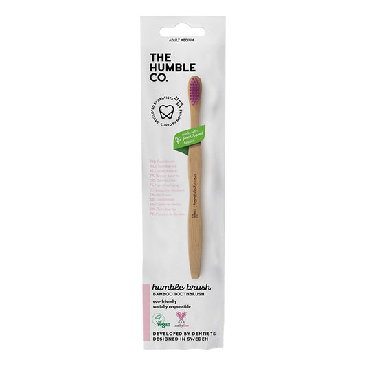 Escova de dentes bambu Adulto - Média (Cabo Plano) - The Humble Co.